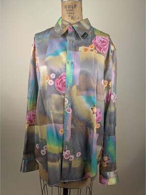 Martine Rose mens floral print button down shirt